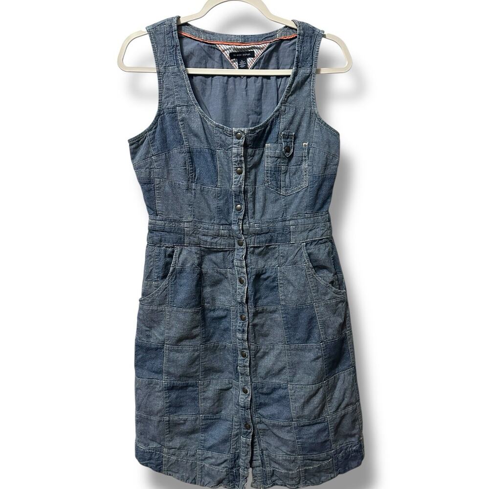 Tommy Hilfiger Denim Patchwork Button Front Dress Women's 6 Sleeveless Casual‎